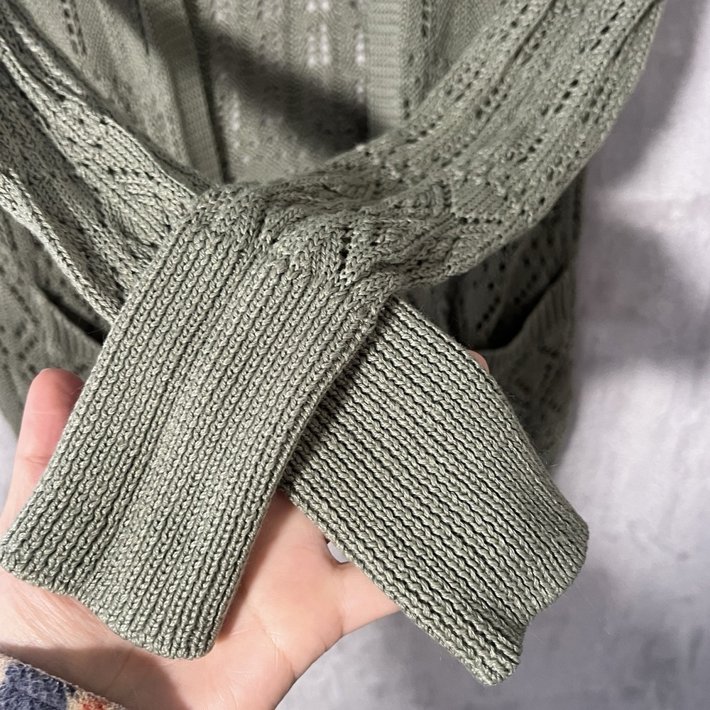 Hippie Rose Open Knit Open-front Cardigan Sweater Sz S Olive Green Boho Cottage - Picture 6 of 11